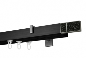 Karnisz apartamentowy Boss (Ścienny 3 szyny) w kolorze Czarny profil z aluminiowym wspornikiem